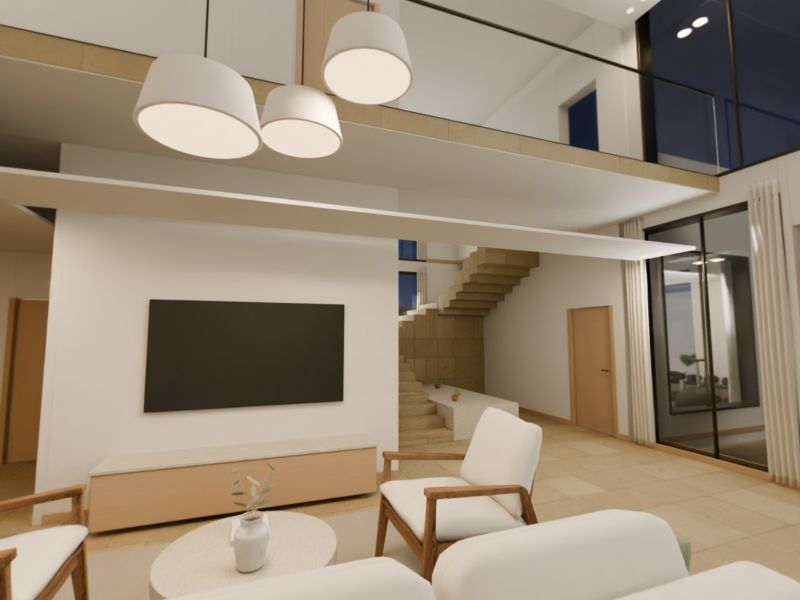 Version 4 tour's measured 3D render of the same living room from the same camera